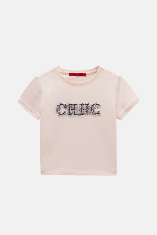 FRAYED EMBROIDERED CH T-SHIRT