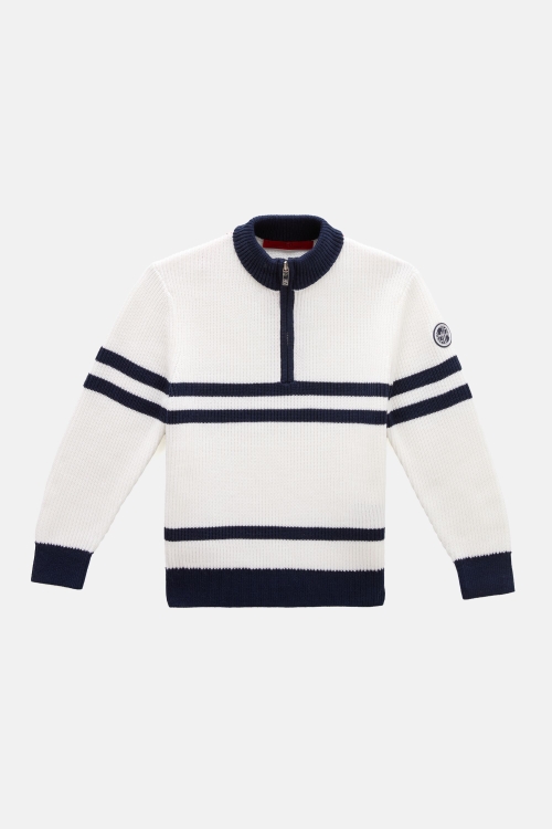 GASSED COTTON HALF-ZIP SWEATER