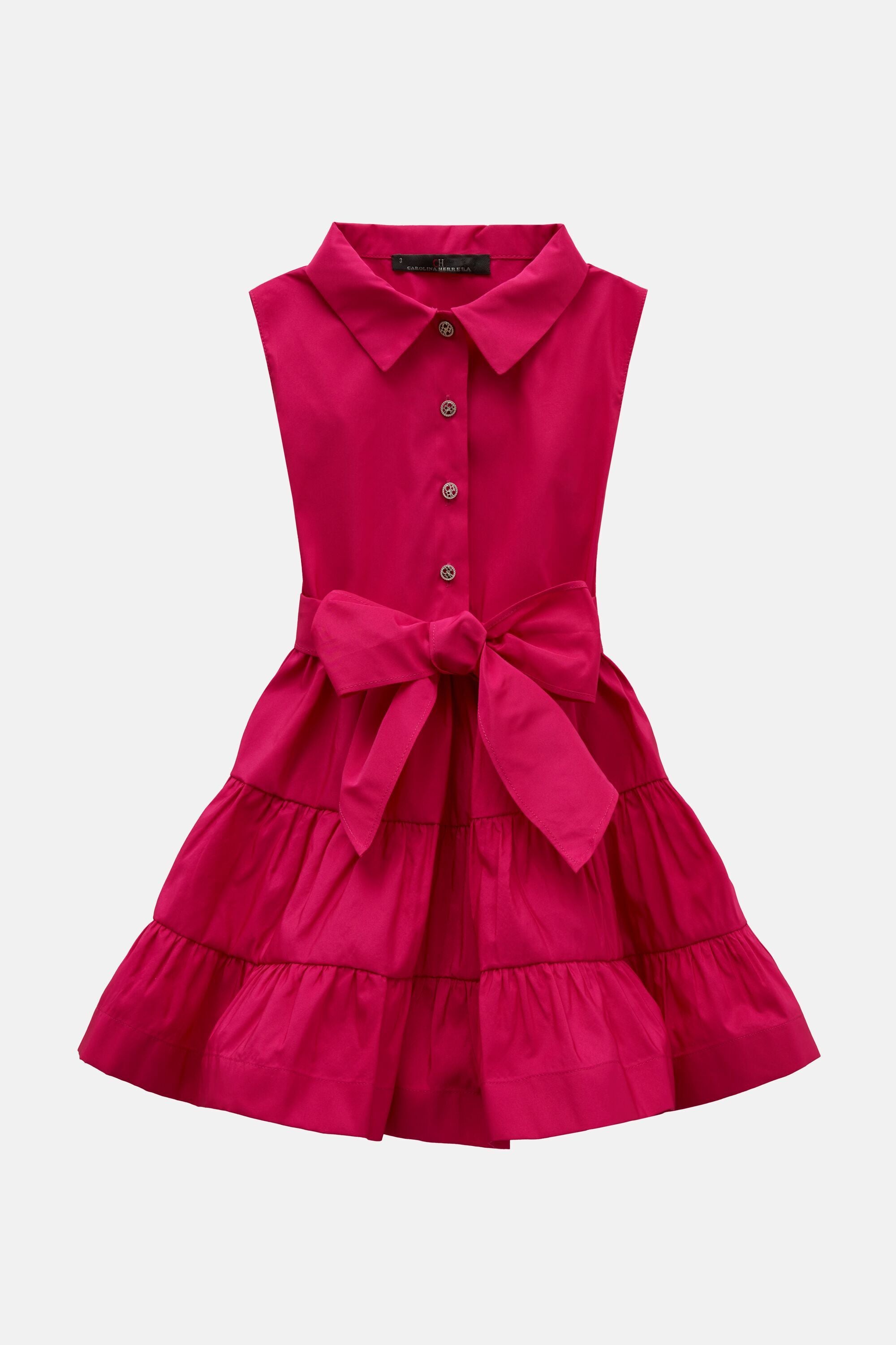 Vestido Camisero De Tafeta Con Manga Sisa Rosa Fucsia Ch Carolina