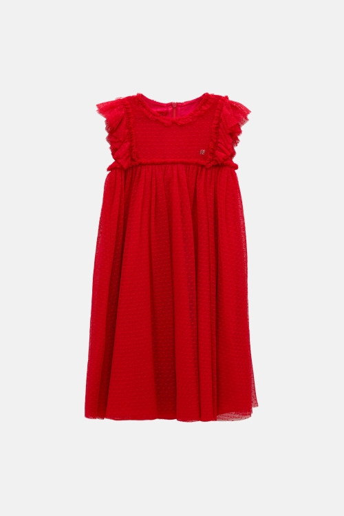 RUFFLED PLUMETIS DRESS