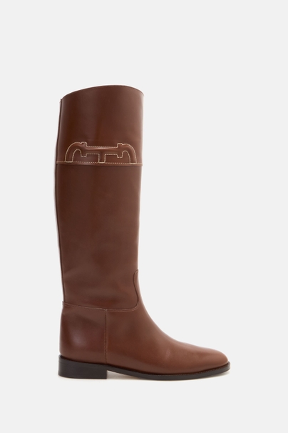 Doma Insignia Bota Plana de Piel - MARRÓN