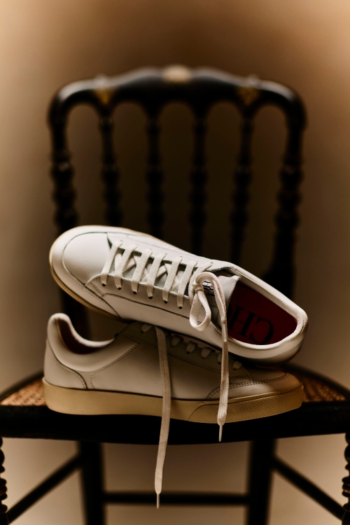 LEATHER SNEAKERS WITH CH EMBROIDERY