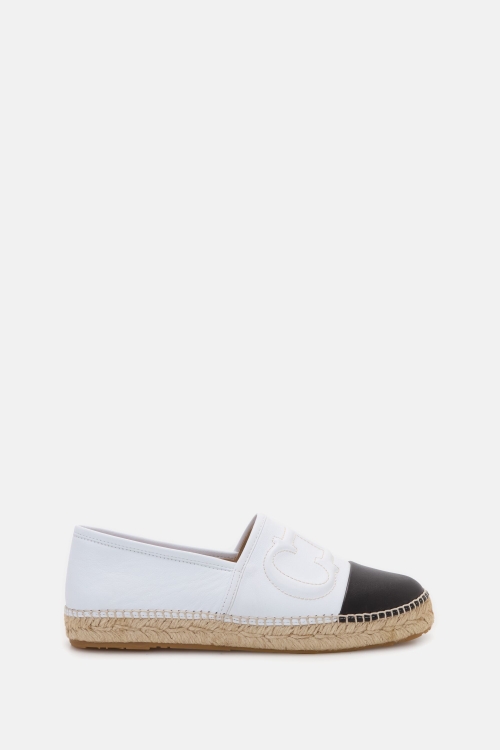 INITIALS INSIGNIA LEATHER ESPADRILLES