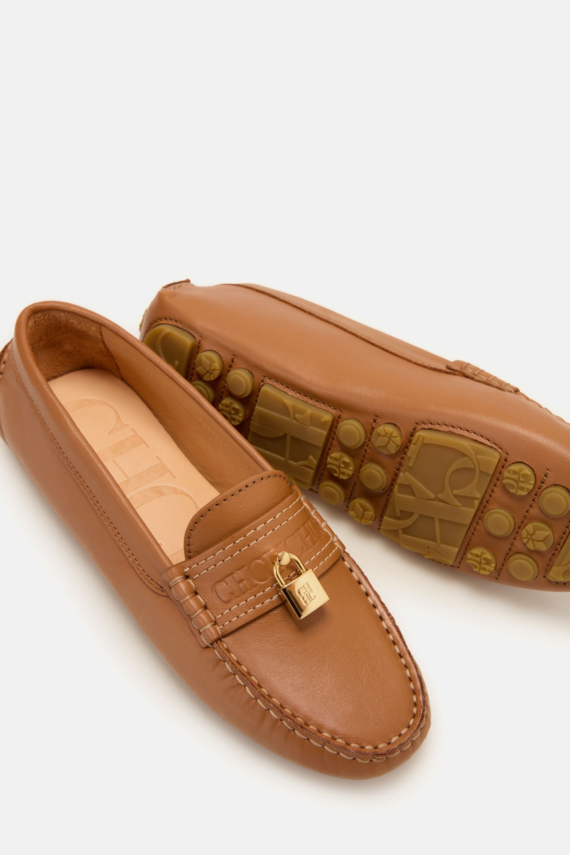 Factory Locked Leather Loafers brown - CH Carolina Herrera United