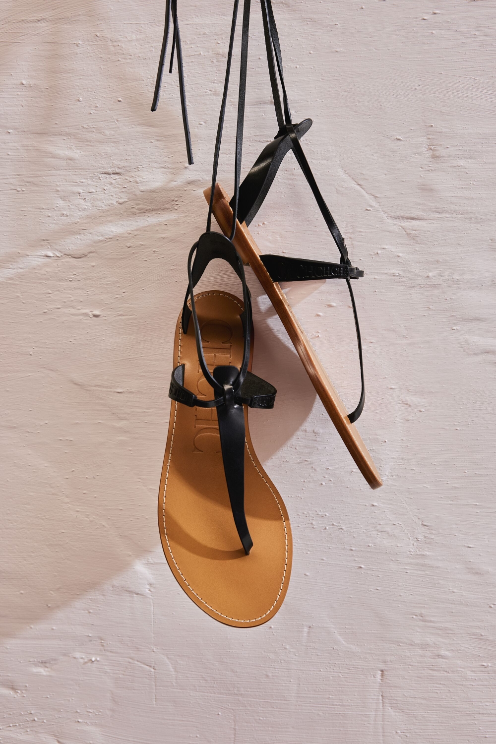 FACTORY LEATHER FLAT LACE-UP SANDALS