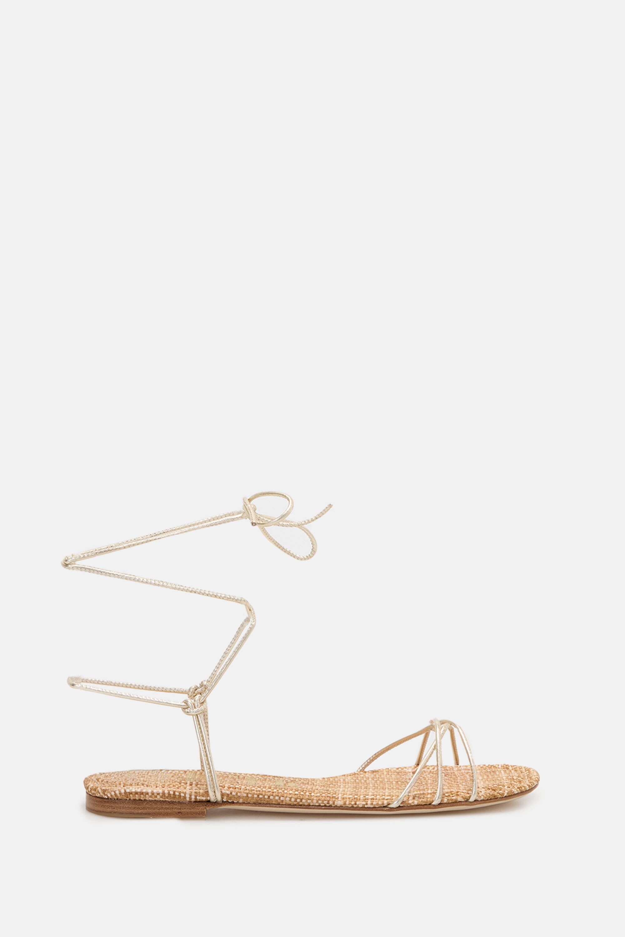 Leather Flat Lace-up Sandals
