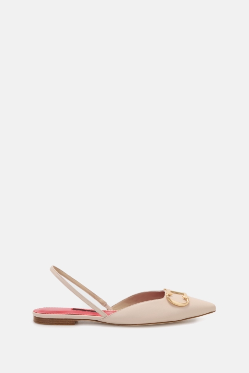 INITIALS INSIGNIA LEATHER SLINGBACK FLATS