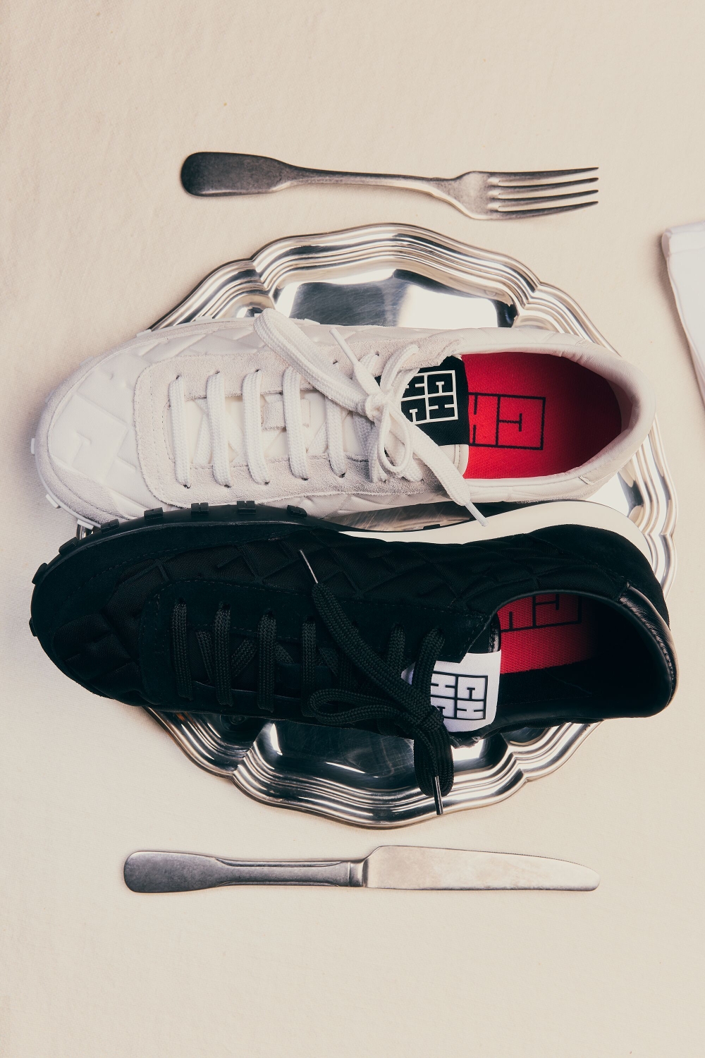 BIMBA LEATHER AND NEOPRENE SNEAKERS