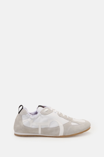 Initials Insignia Leather and Suede Runners - WHITE