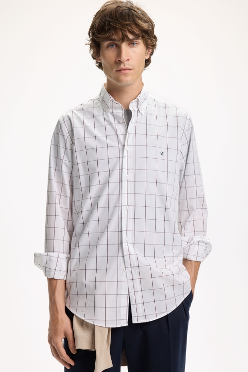 WINDOWPANE CHECK POPLIN SHIRT
