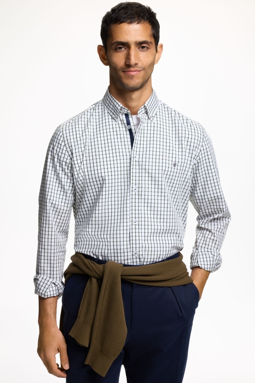 CAMISA DE POPELÍN DE CUADROS GROSGRAIN