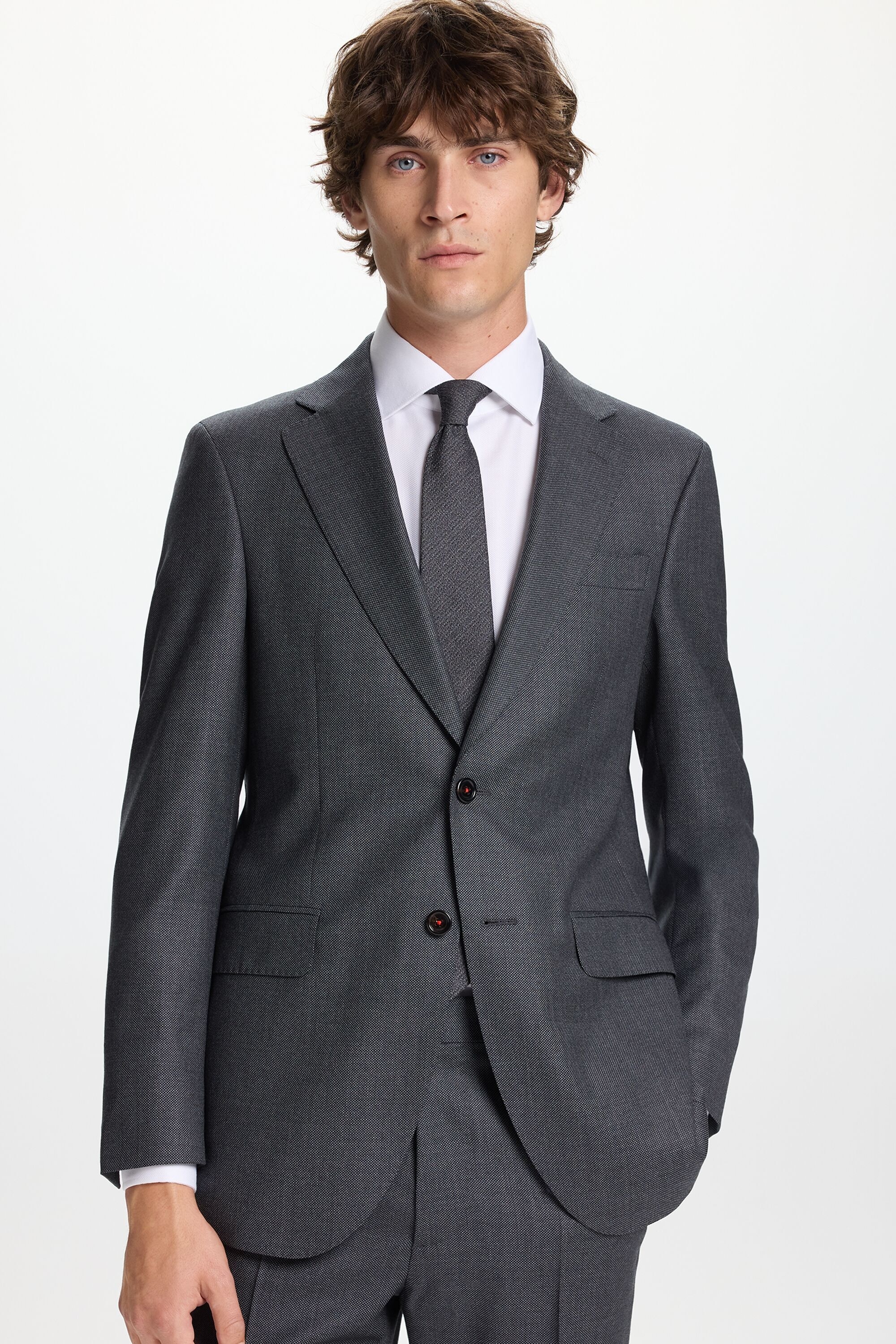 Wool Bird's Eye Weave Classic Fit Suit Jacket