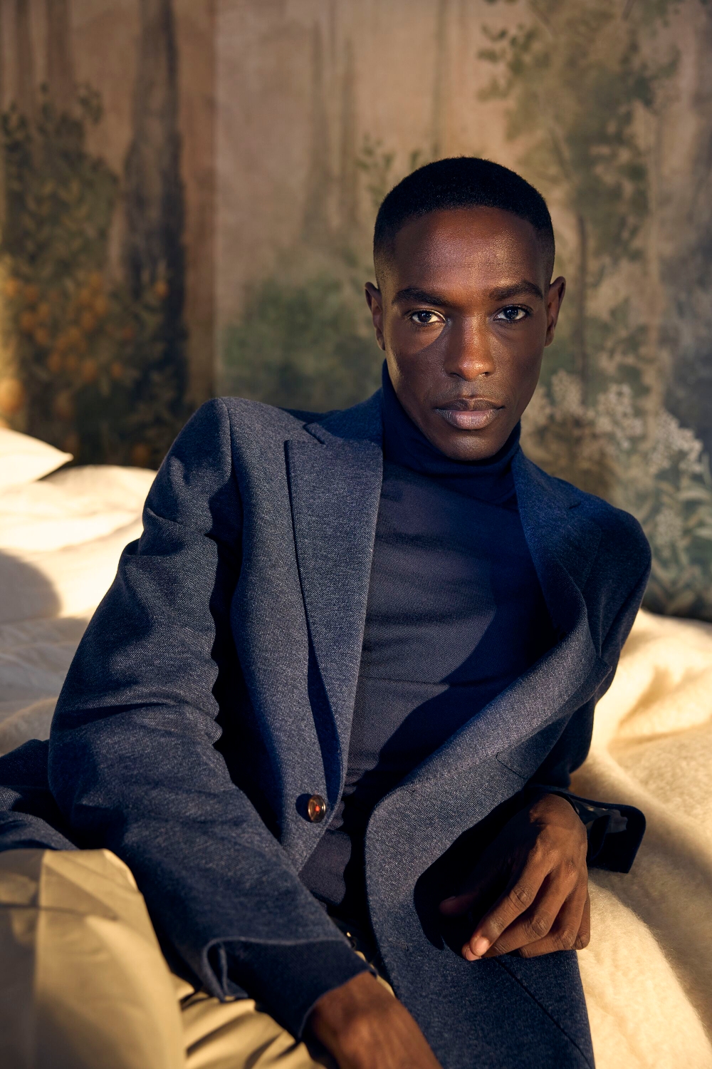 TEXTURED COTTON KNIT RELAXED FIT BLAZER
