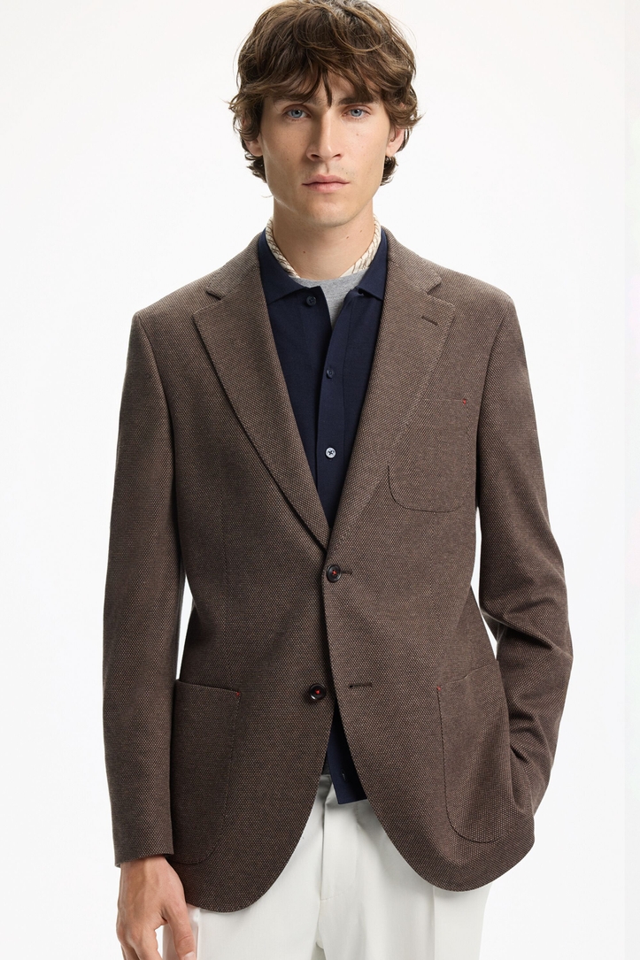 Textured Cotton Knit Relaxed Fit Blazer