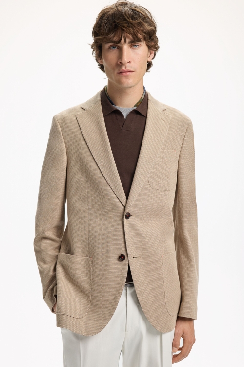 TEXTURED COTTON KNIT RELAXED FIT BLAZER