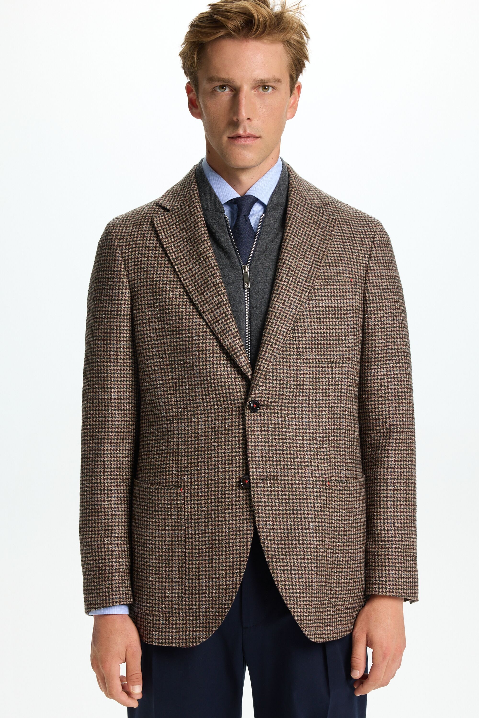 Houndstooth Wool Relaxed Fit Blazer