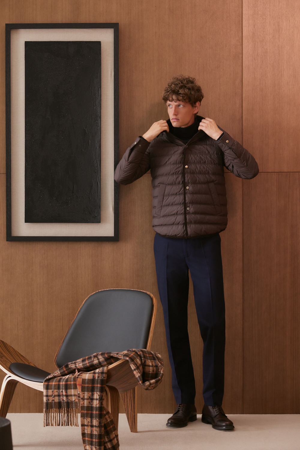 CHARTAN-LINED QUILTED TECHNICAL NYLON OVERSHIRT