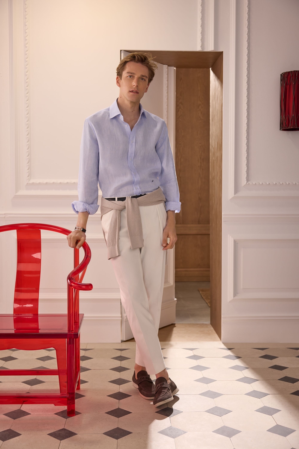 PANTALÓN RELAXED FIT DE MICROSARGA DE ALGODÓN