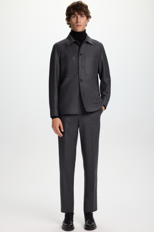 WOOL FLANNEL RELAXED FIT PANTS