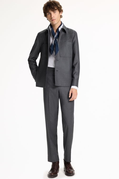 WOOL FLANNEL RELAXED FIT PANTS