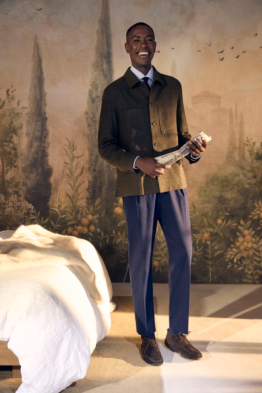TECHNICAL NYLON RELAXED FIT SUIT PANTS