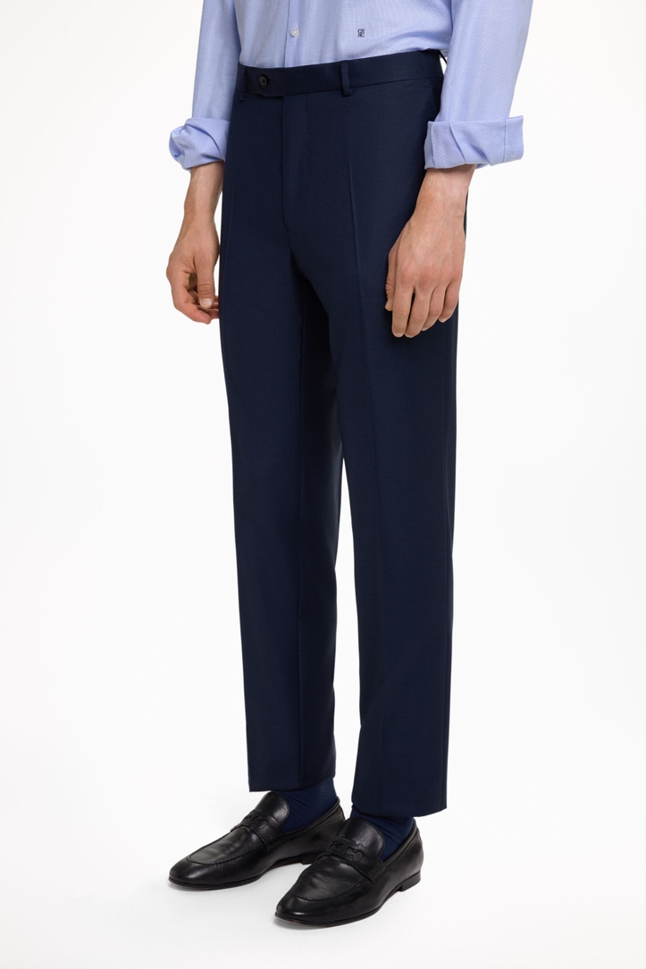 Wool Zig-Zag Weave Classic Fit Suit Pants