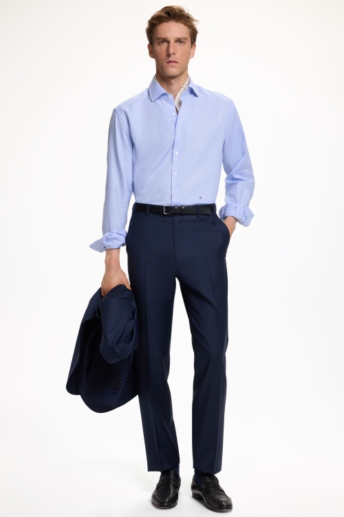 WOOL ZIG-ZAG WEAVE CLASSIC FIT SUIT PANTS