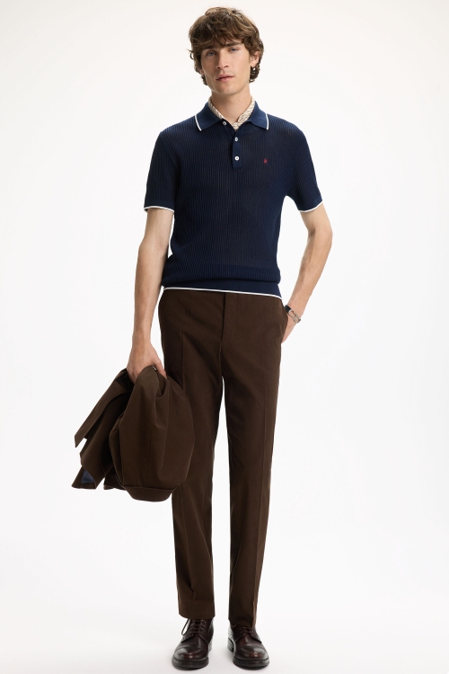 PANTALÓN DE TRAJE CLASSIC FIT DE SARGA ALGODÓN