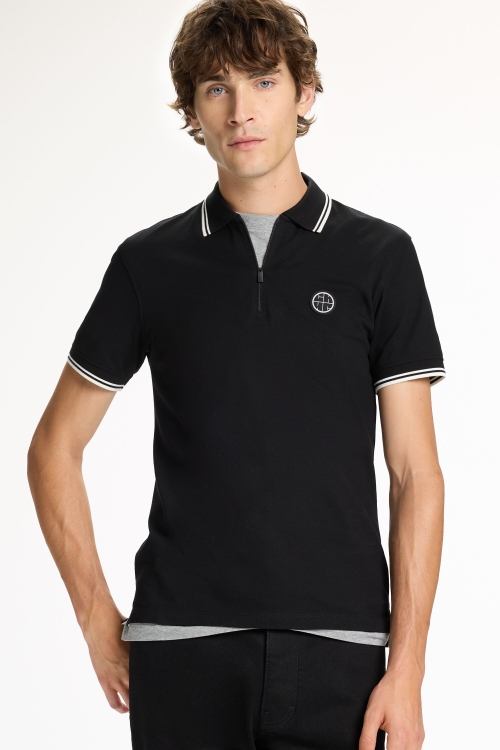 CH2020 STRETCH-PIQUÉ HALF-ZIP POLO SHIRT
