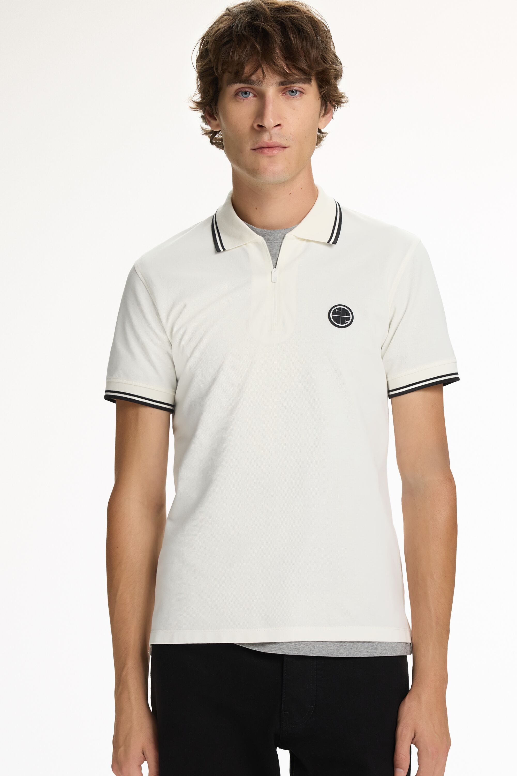 CH2020 Stretch-Piqué Half-Zip Polo Shirt