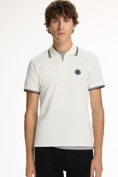 CH2020 STRETCH-PIQUÉ HALF-ZIP POLO SHIRT