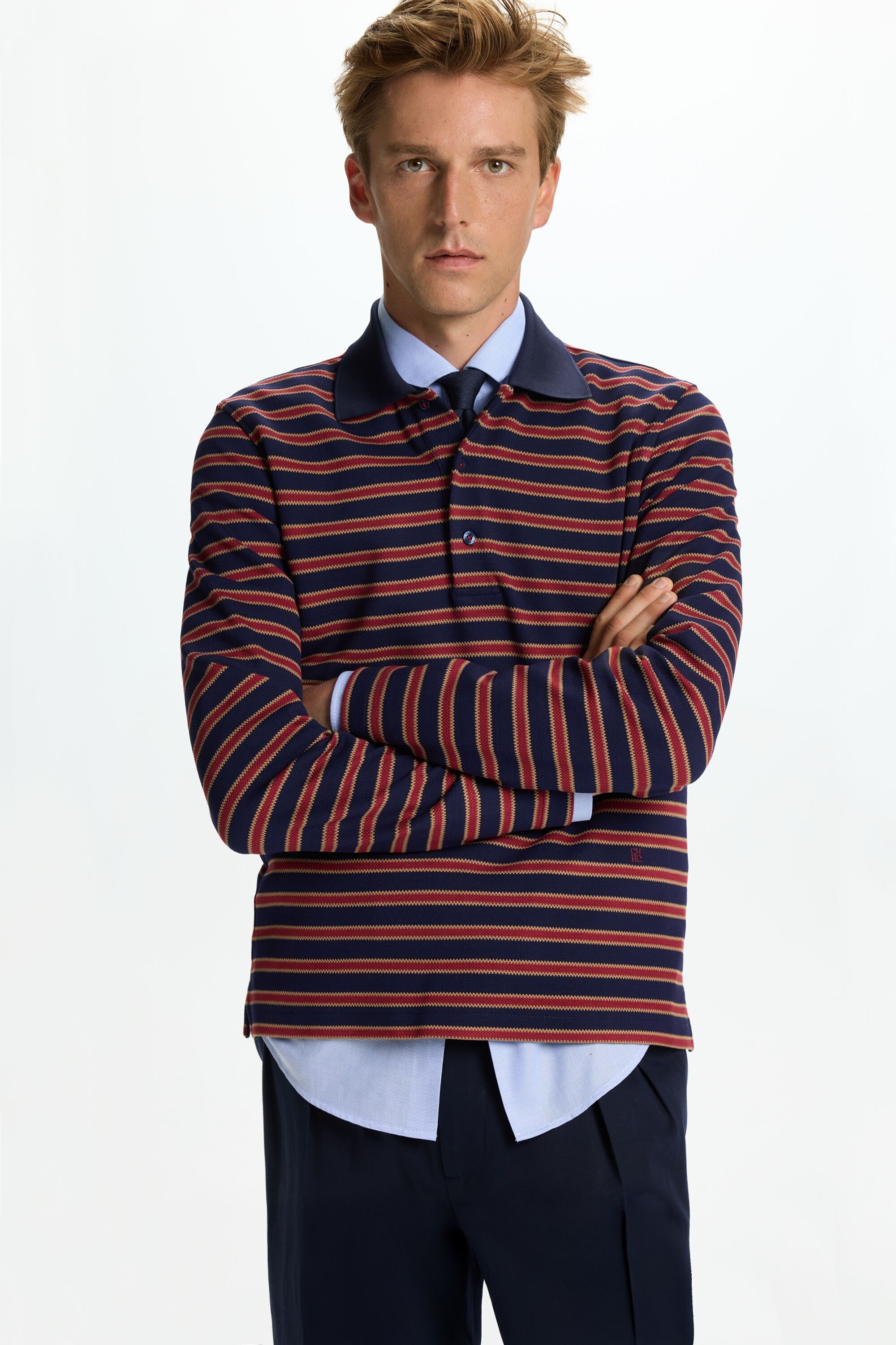 Polo de Jacquard de Rayas