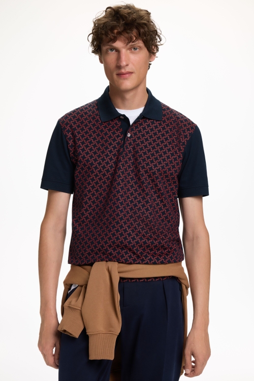 CHAINED INSIGNIA PRINT JERSEY POLO