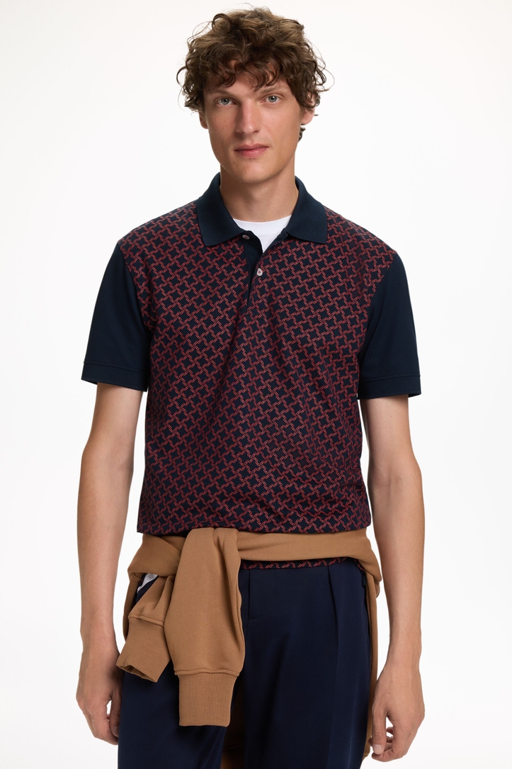 Chained Insignia Print Jersey Polo