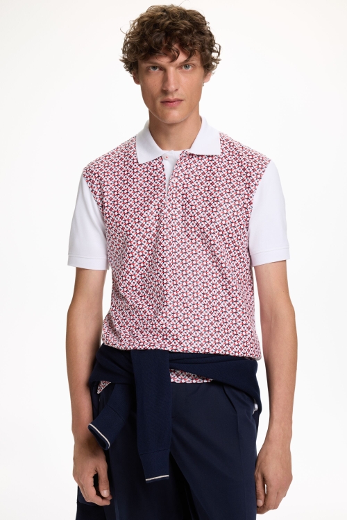 TWO-TONE ROSETA PRINT JERSEY POLO