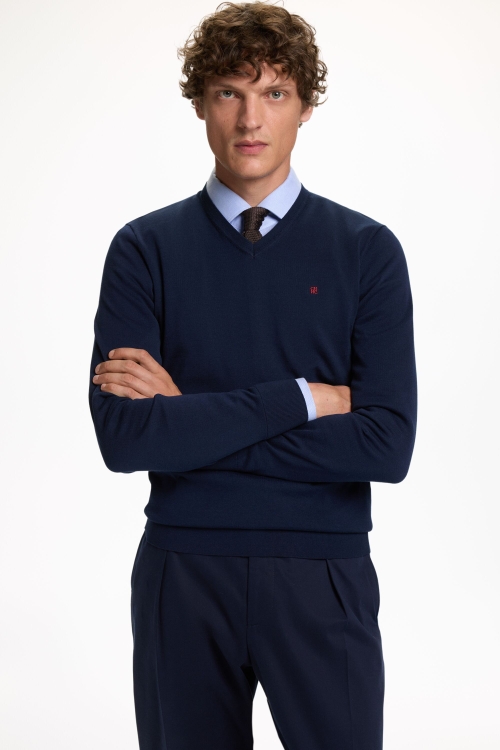 GASSED COTTON V-NECK SWEATER