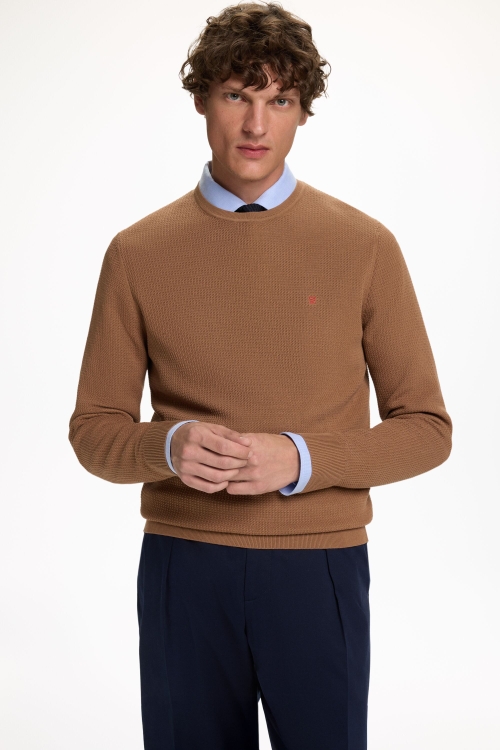 TEXTURED GASSED COTTON SWEATER