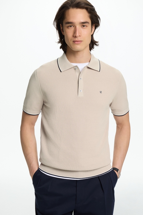 TEXTURED KNIT POLO SHIRT