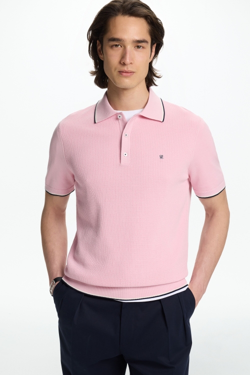 TEXTURED KNIT POLO SHIRT