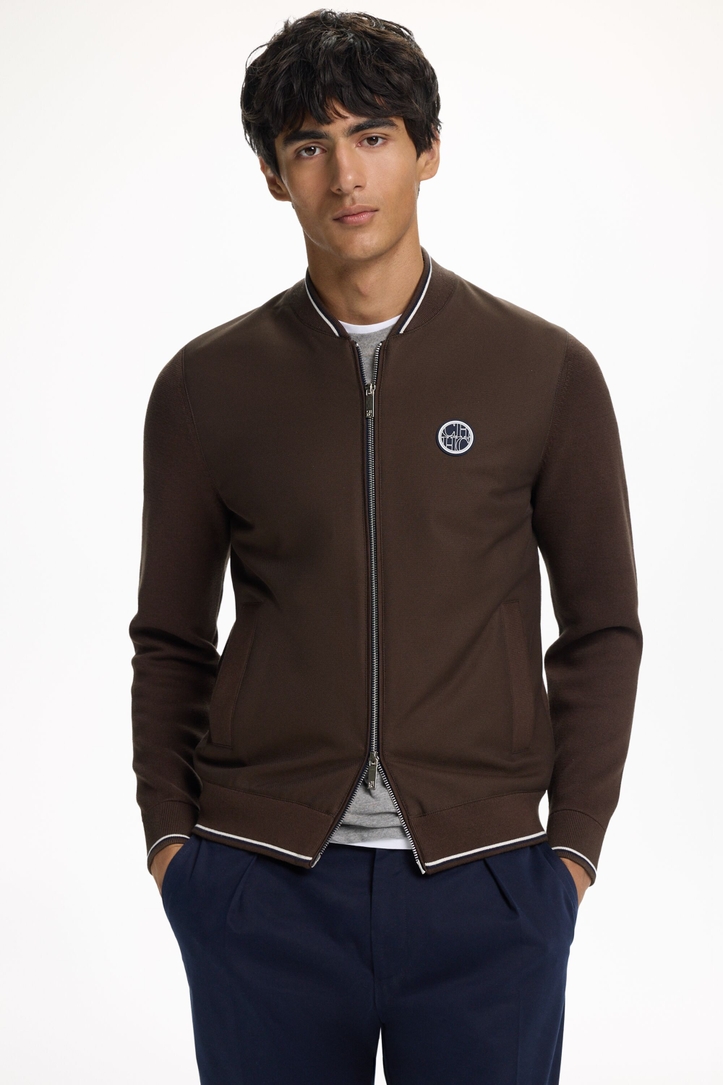 Bomber Collar Quilted Combined Cardigan