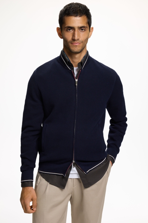 BOMBER COLLAR COTTON CARDIGAN