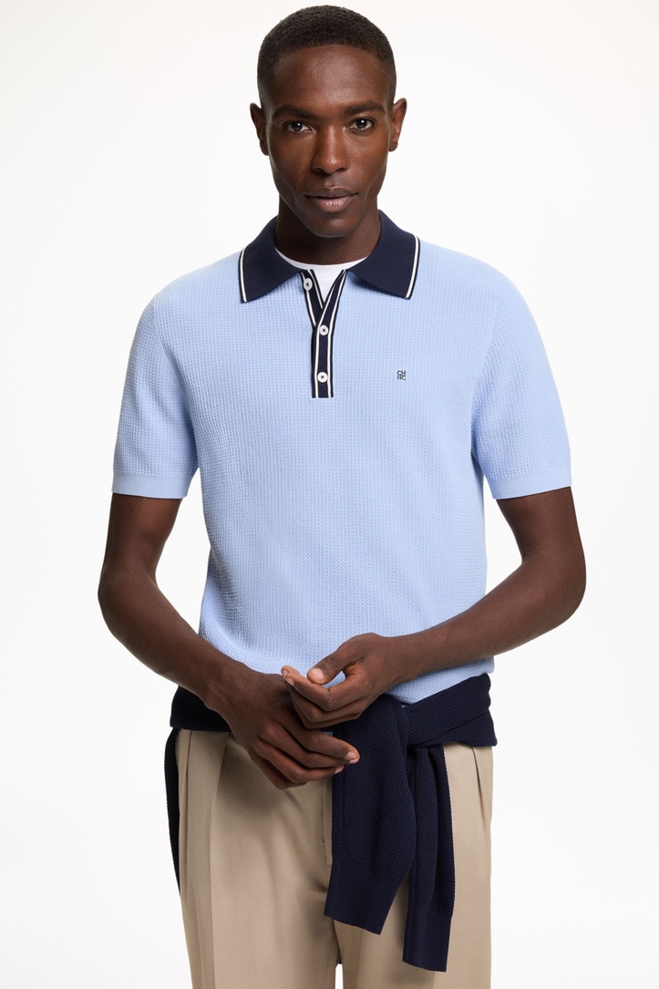 Pointelle Knit Polo Shirt