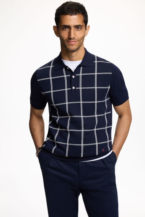 CHECKED JACQUARD KNIT POLO SHIRT