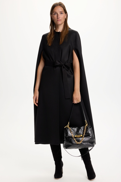DOUBLE-FACED WOOL LONG CAPE