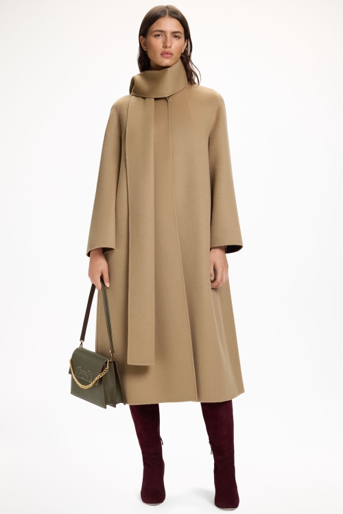 DOUBLE-FACED WOOL COAT WITH SCARF