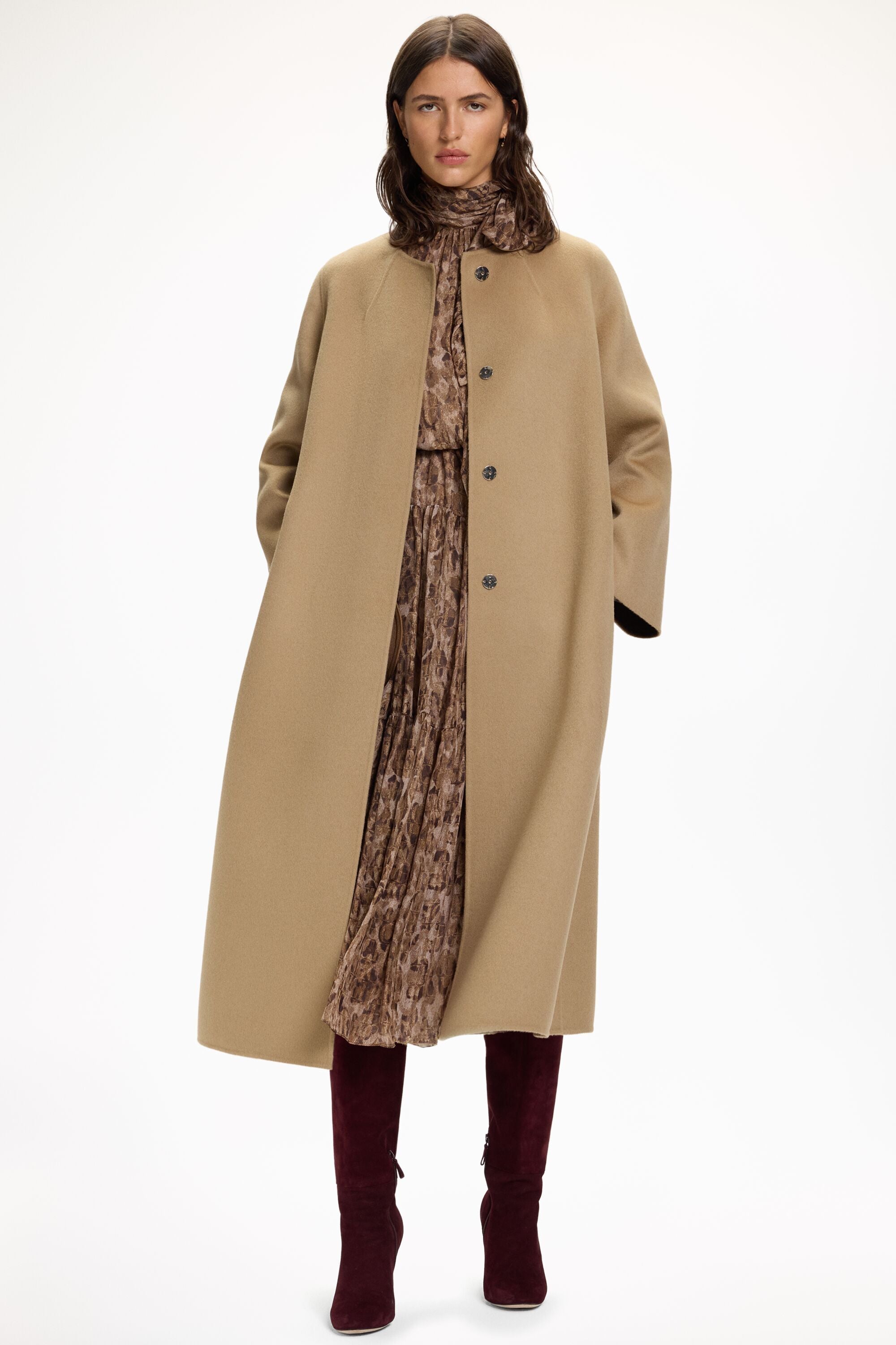 Double-Faced Wool Coat with Scarf camel - CH Carolina Herrera Italy