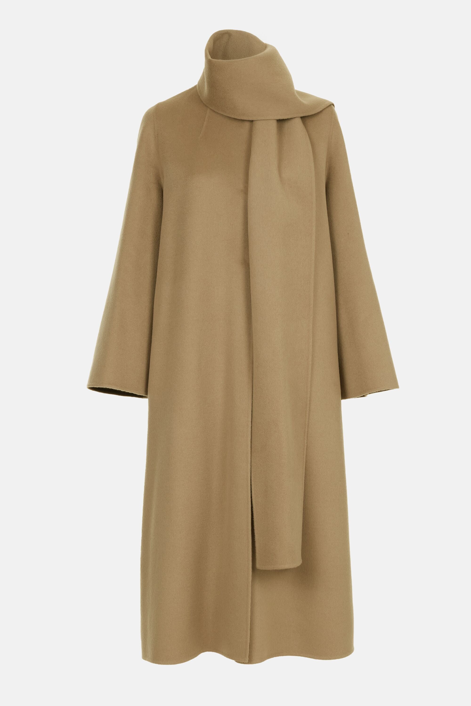 Double-Faced Wool Coat with Scarf camel - CH Carolina