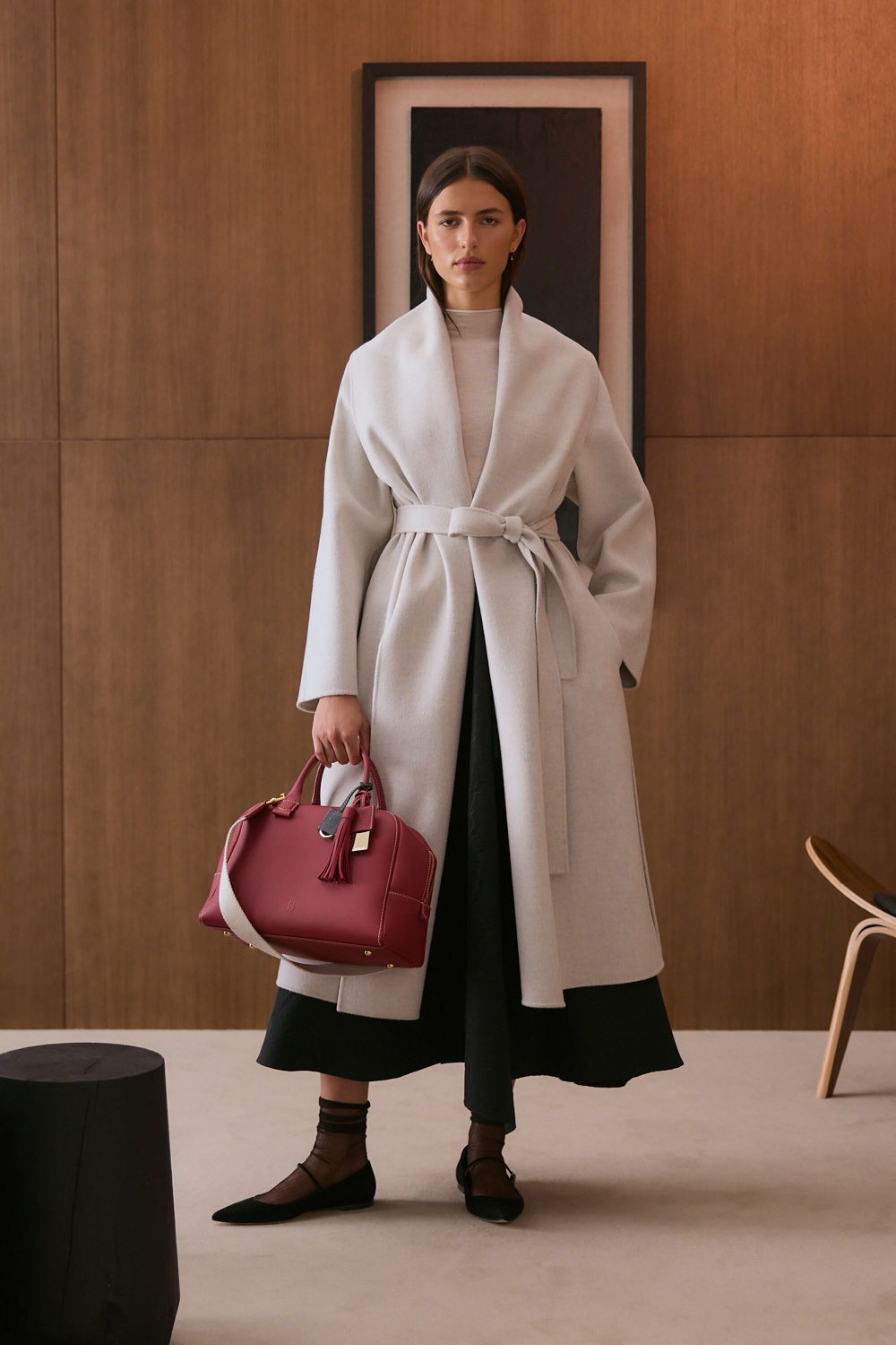 DOUBLE-FACED WOOL A-LINE COAT