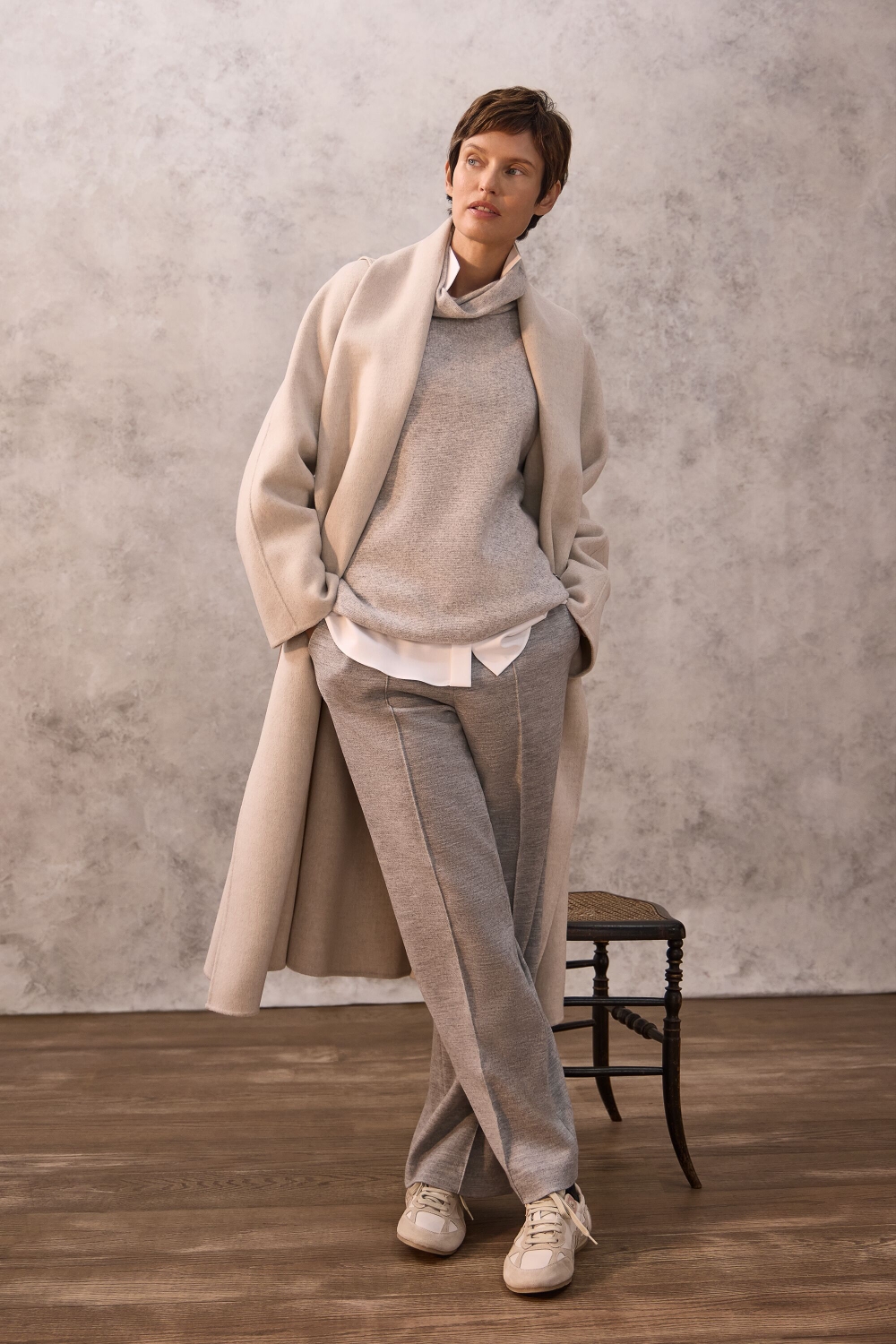 DOUBLE-FACED WOOL A-LINE COAT