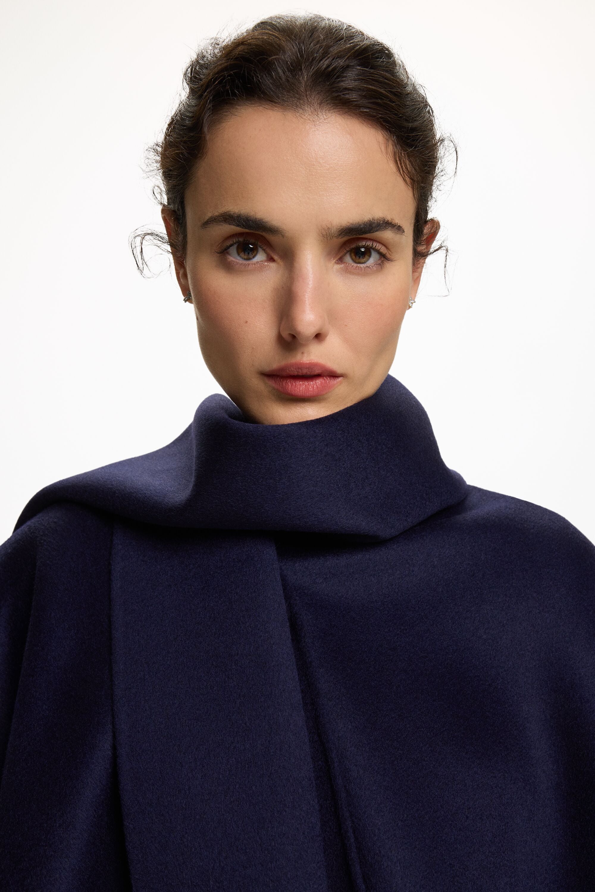 Scarf-Detailed Double-Faced Wool Oversize Cape navy - CH Carolina